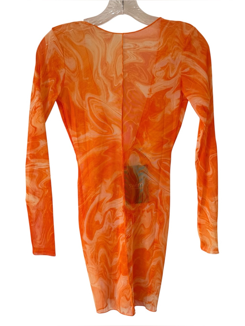 NWT naked wardrobe orange marble print long sleeve cover up dress small
